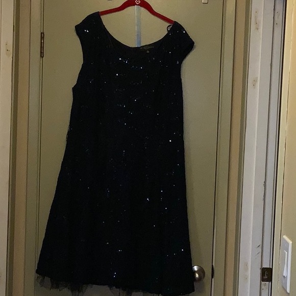 Blue formal sparkle tea length dress - Picture 1 of 4